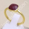 Sterling Silver Gold Vermeil Red Quartz Ring