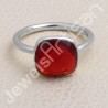 Red Quartz Ring Classic Solitaire Ring Handcrafted Silver Ring