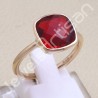 Red Quartz Ring Rose Gold-Plated Ring Classic Solitaire Silver Ring
