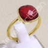 Red Quartz Ring 1-Micron Gold-Plated Ring 925 Sterling Silver Ring