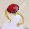 Red Quartz Ring 1-Micron Gold-Plated Ring 925 Sterling Silver Ring
