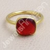 Red Quartz Ring 1-Micron Gold-Plated Ring 925 Sterling Silver Ring
