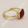 Red Quartz Ring 1-Micron Gold-Plated Ring 925 Sterling Silver Ring