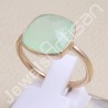 Mint Chalcedony Ring Rose Gold-Plated Ring Natural Gemstone Ring