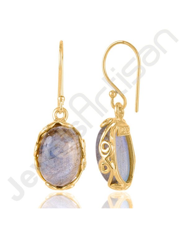Labradorite Earrings Gold Vermeil Earrings 925 Solid Silver Earrings