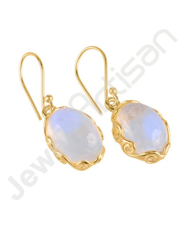 Rainbow Moonstone Earrings Gold Vermeil Earrings Solid Silver Earrings
