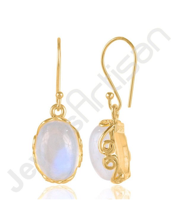 Rainbow Moonstone Earrings Gold Vermeil Earrings Solid Silver Earrings