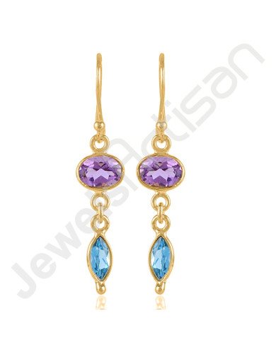 Purple Amethyst Earrings Gold Vermeil Earrings 925 Solid Silver Earrings