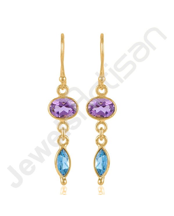 Purple Amethyst Earrings Gold Vermeil Earrings 925 Solid Silver Earrings