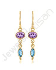 Purple Amethyst Earrings Gold Vermeil Earrings 925 Solid Silver Earrings