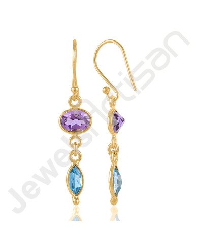 Purple Amethyst Earrings Gold Vermeil Earrings 925 Solid Silver Earrings