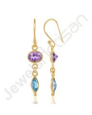 Purple Amethyst Earrings Gold Vermeil Earrings 925 Solid Silver Earrings