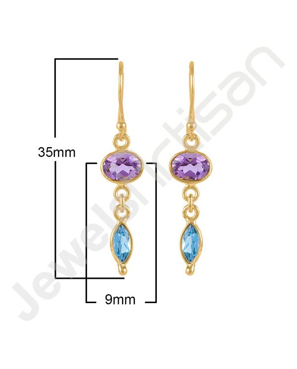 Purple Amethyst Earrings Gold Vermeil Earrings 925 Solid Silver Earrings
