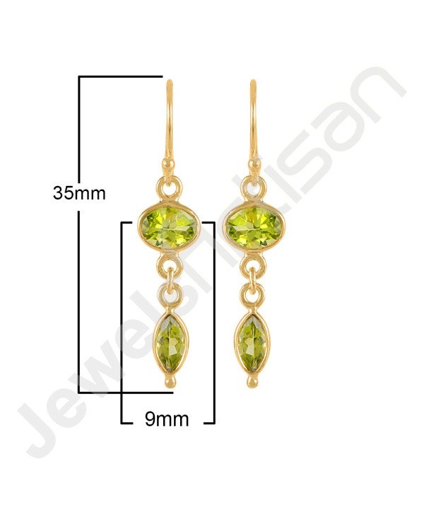 Peridot Earrings Gold Vermeil Earrings 925 Solid Silver Earrings
