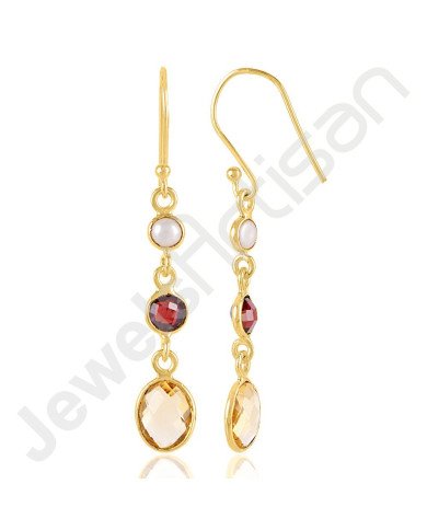 Citrine Earrings Pearl Earrings Garnet Earrings Gold Vermeil Earrings