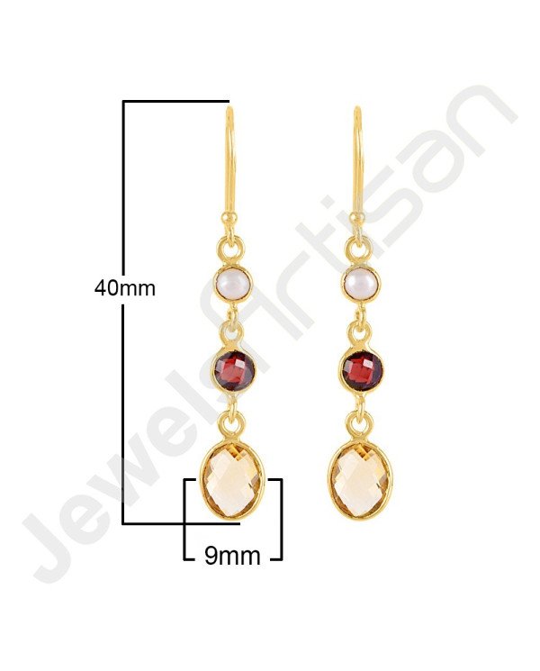 Citrine Earrings Pearl Earrings Garnet Earrings Gold Vermeil Earrings