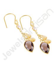 Smoky Quartz Earrings Pearl Earrings Citrine Gold Vermeil Earrings