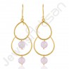 Gold-Plated Earrings Rose Quartz Earrings 925 Solid Silver Earrings