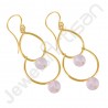 Gold-Plated Earrings Rose Quartz Earrings 925 Solid Silver Earrings