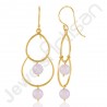 Gold-Plated Earrings Rose Quartz Earrings 925 Solid Silver Earrings