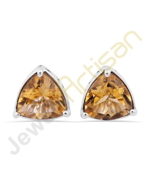 Citrine Gemstone Studs Sterling Silver Studs Handcrafted Silver Studs