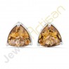 Citrine Gemstone Studs Sterling Silver Studs Handcrafted Silver Studs
