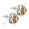Citrine Gemstone Studs Sterling Silver Studs Handcrafted Silver Studs