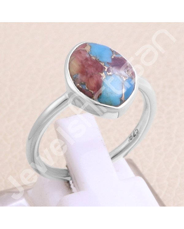 Blue Copper Turquoise 925 Sterling Silver Ring