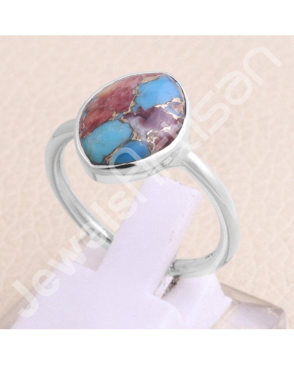 Blue Copper Turquoise 925 Sterling Silver Ring