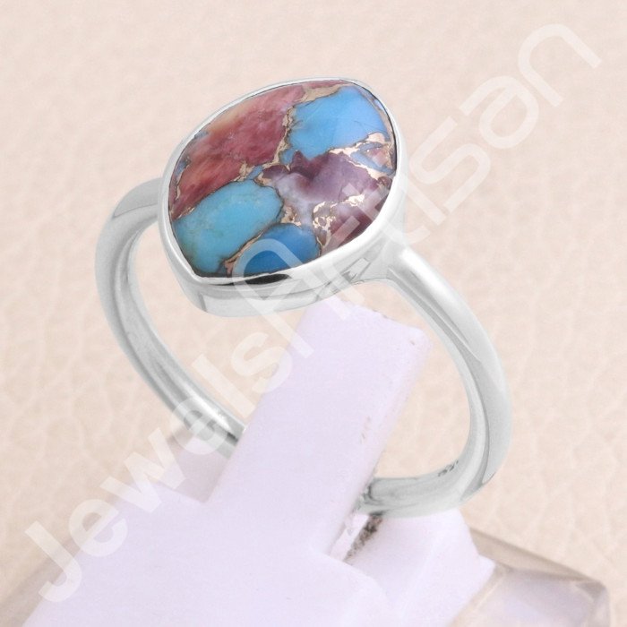 Blue Copper Turquoise 925 Sterling Silver Ring