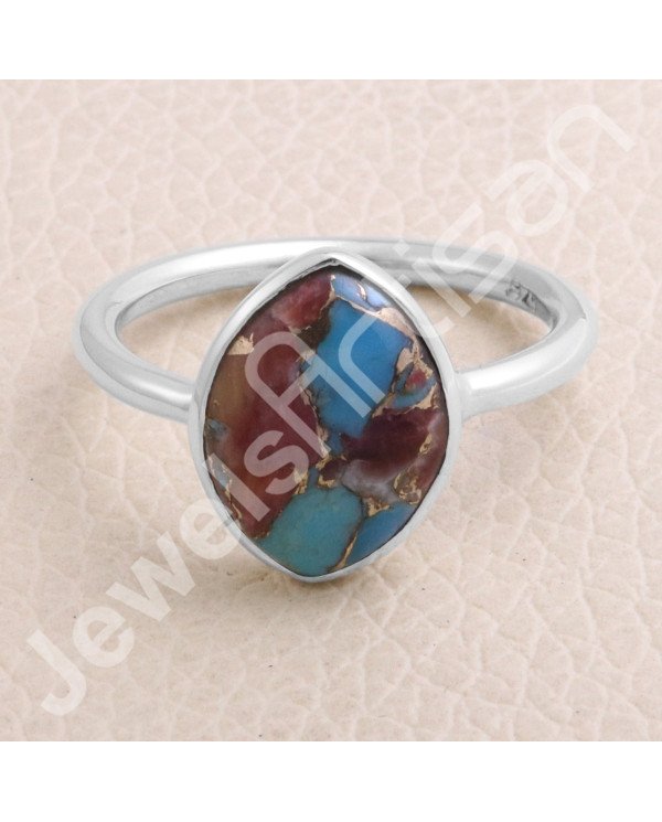 Blue Copper Turquoise 925 Sterling Silver Ring