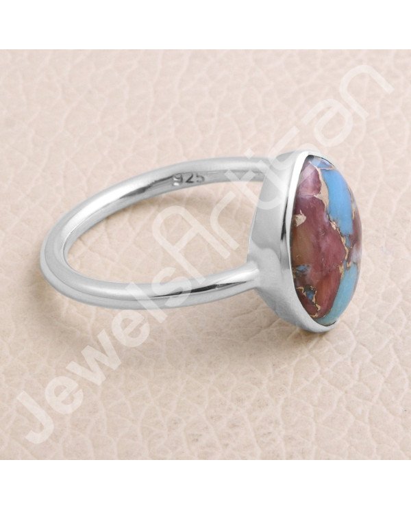 Blue Copper Turquoise 925 Sterling Silver Ring