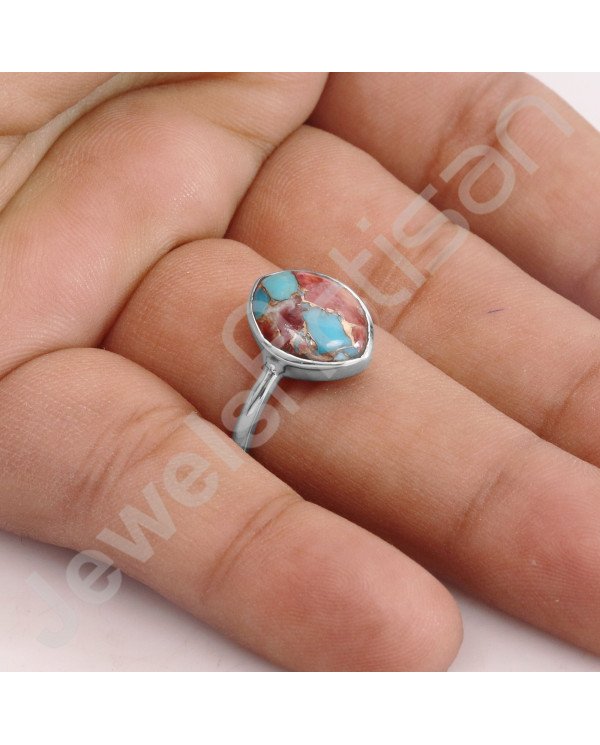 Blue Copper Turquoise 925 Sterling Silver Ring