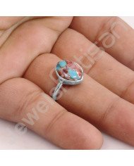 Blue Copper Turquoise 925 Sterling Silver Ring