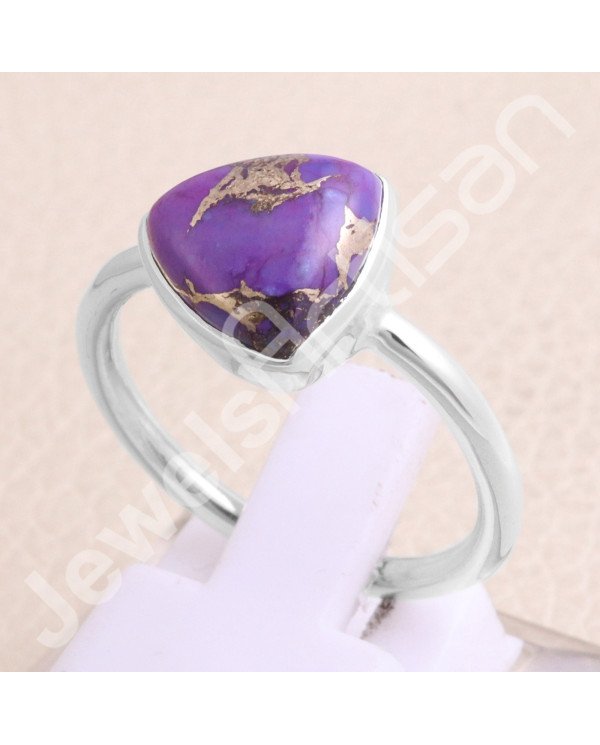 Purple Copper Turquoise 925 Sterling Silver Handcrafted Ring