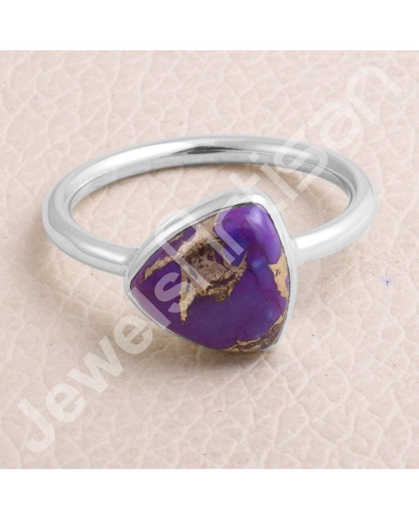 Purple Copper Turquoise 925 Sterling Silver Handcrafted Ring