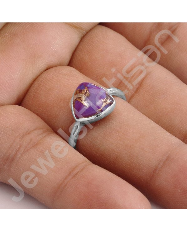 Purple Copper Turquoise 925 Sterling Silver Handcrafted Ring