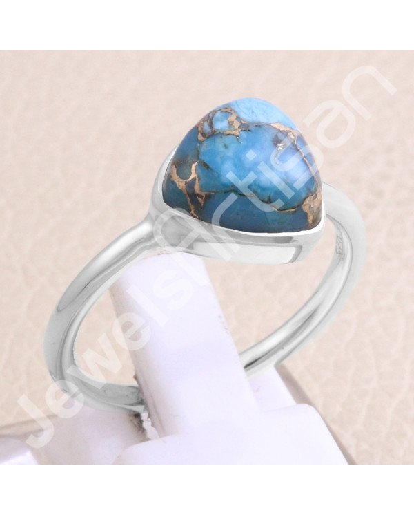 Blue Copper Turquoise 925 Sterling Silver Ring