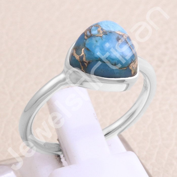 Blue Copper Turquoise 925 Sterling Silver Ring