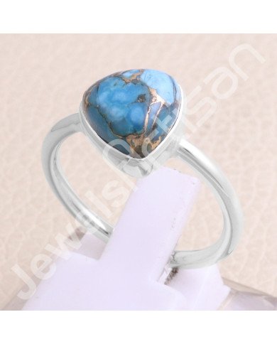 Blue Copper Turquoise 925 Sterling Silver Ring