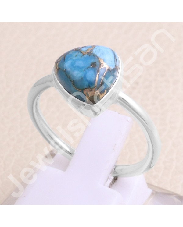 Blue Copper Turquoise 925 Sterling Silver Ring