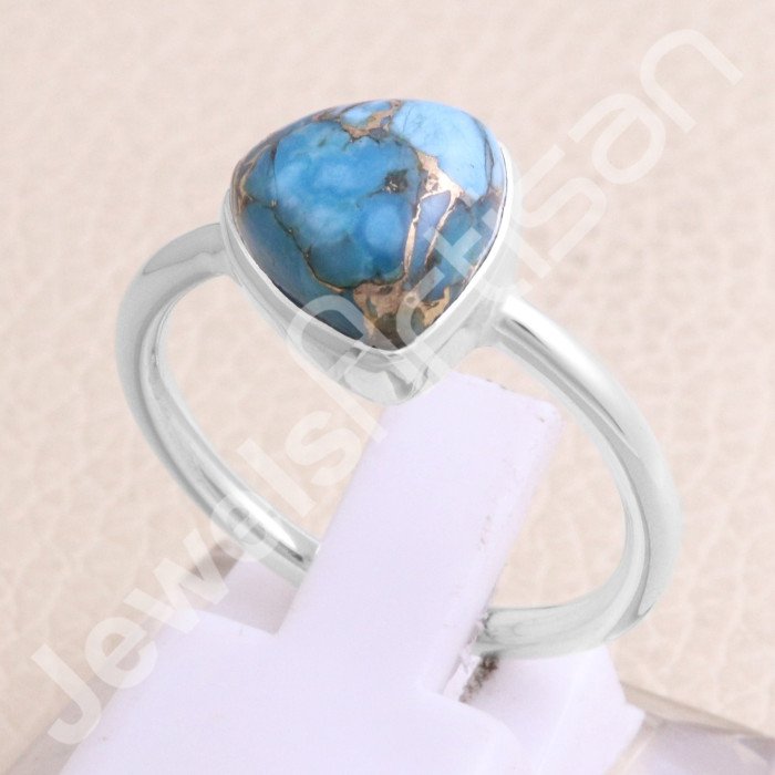 Blue Copper Turquoise 925 Sterling Silver Ring