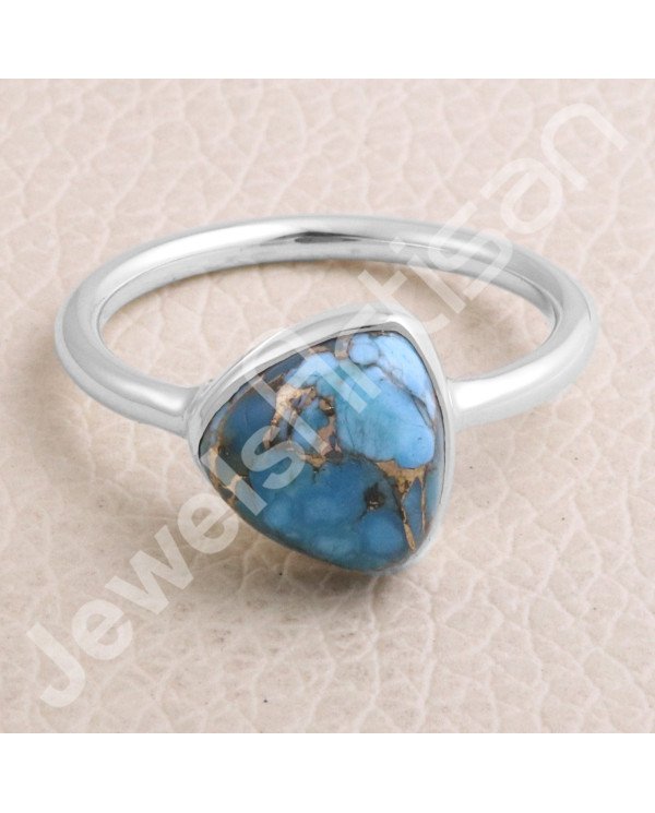 Blue Copper Turquoise 925 Sterling Silver Ring