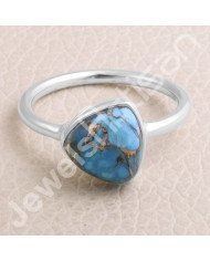 Blue Copper Turquoise 925 Sterling Silver Ring