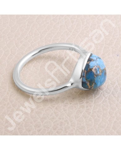 Blue Copper Turquoise 925 Sterling Silver Ring
