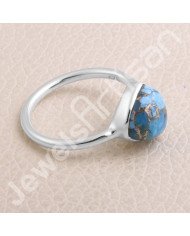 Blue Copper Turquoise 925 Sterling Silver Ring