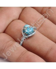 Blue Copper Turquoise 925 Sterling Silver Ring