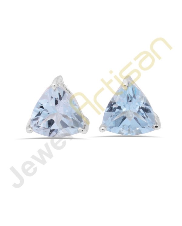 Sky Blue Topaz Studs Sterling Silver Studs Handcrafted Silver Studs