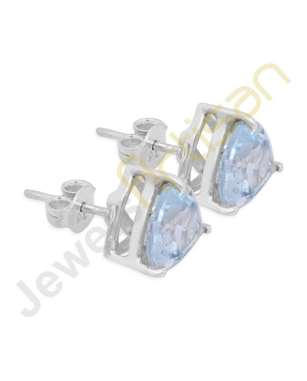 Sky Blue Topaz Studs Sterling Silver Studs Handcrafted Silver Studs