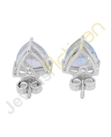 Sky Blue Topaz Studs Sterling Silver Studs Handcrafted Silver Studs